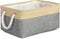 TheWarmHome Decorative Basket, Rectangular Fabric Storage Bin Organizer with Handles for Clothes Storage (Gold&Grey)