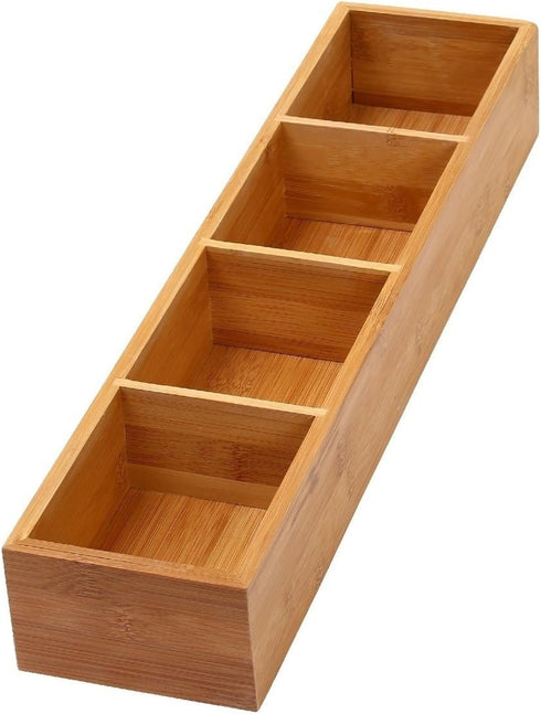 YBM HOME Bamboo 4 Compartment Organizer Tray for Drawers, Model 329