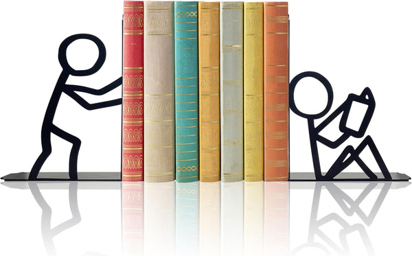 Natrlart Bookends Decorative Metal Unique Office Desk Bookends Cute Book Ends Reading Decor