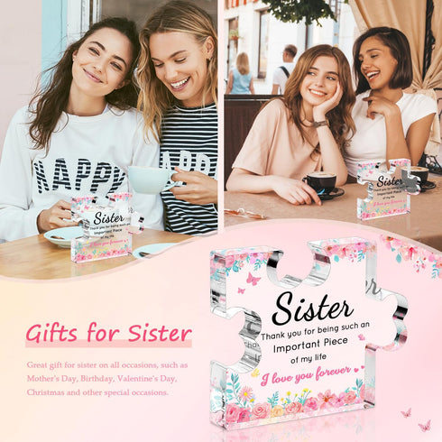 4.73.8 inch, Sister Birthday Gifts, Mothers Day Gifts for Sister - Acrylic Puzzle Piece Plaque Sister Gifts from