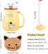 BigNoseDeer Ceramic Tea Cup with Infuser and Lid, Kawaii Cat Mug, Cute Gifts for Women, Girls (13oz)