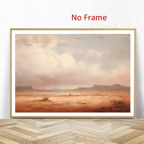Vintage Desert Painting Desert Sunset Pictures Neutral Landscape Artwork Nature Wilderness Wall Art Desert Landscape Pictures Nature Scenery Posters Cactus Artwork Desert Mountain Wall Art 16x24in No Frame