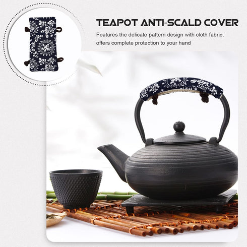 Teapot Handle Holder Cloth - Non Slip Pot Holder Sleeve for Tea Pot Handle, Teakettle Sleeve for Home Kitchen (Blue)