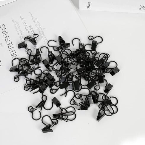 46 Pack HOOSUN Curtain Hooks Clips,S Hooks for Hanging Outside String Lights,Metal Curtain Rod Hooks,Small Light