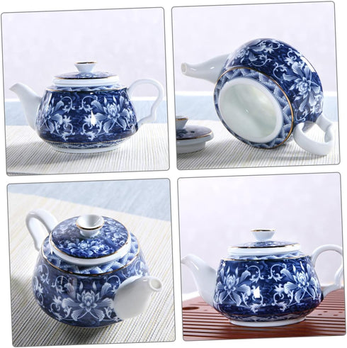 Uonlytech Blue and White Porcelain Teapot Ceramic Teapot Travel Tea Kettle Retro Tea Kettle Portable Teapot Ceramic Teapot with Handle Ceramic Small Teapot Vintage Ceramics