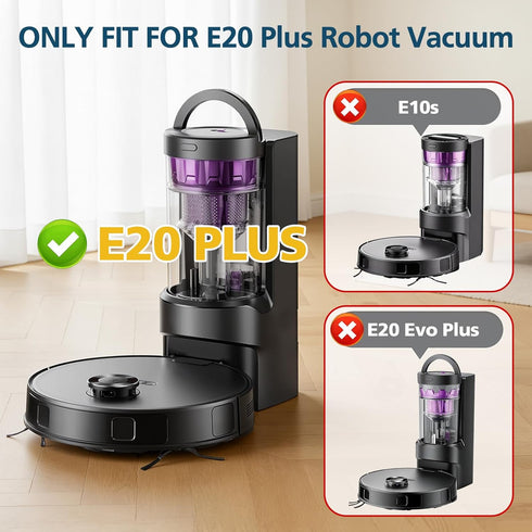 Lacvik 19 Packs E20 2 4 4 8 1 Replacement Parts Only for Eureka Plus Robot Vacuum Cleaner, Main Roller Brushes, HEPA