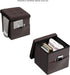 Lavish Home Foldable Storage Cube Ottoman with Pocket Tufted Faux Leather Footrest Organizer for Bedroom, Living Room
