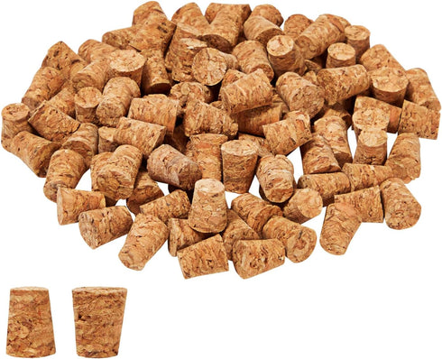 Size #1 Tapered Cork Plugs for Test Tubes, Mini Bottle Stoppers, DIY Crafts, 100 Pack (0.4 x 0.3 x 0.5 In)