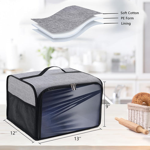 Toaster Cover with Base for 4 Slice Wide Slot, Compatible with Cuisinart, Buffalo Check with Zipper Pockets
