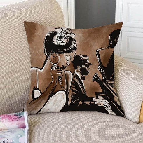 African American Woman Throw Pillow Cover Afro Black Girl Singing Jazz Jazzist Music Afrocentric Decorative Pillow Covers Square Pillowcase Cushion Covers 18x18 Inches by TSSOHU