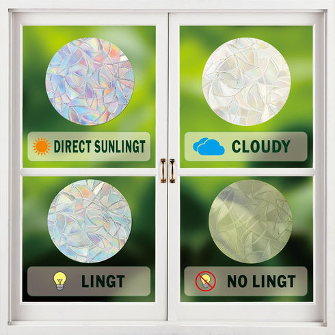 36 Pcs Anti-Collision Window Decals, Rainbow Stickers Circle Window Clings to Save Birds from Collisions