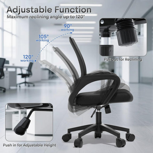 Polias 330Lbs, Ergonomic Office Chair - Breathable Mesh Computer Desk Chair with Lumbar Support & Armrest, Rolling