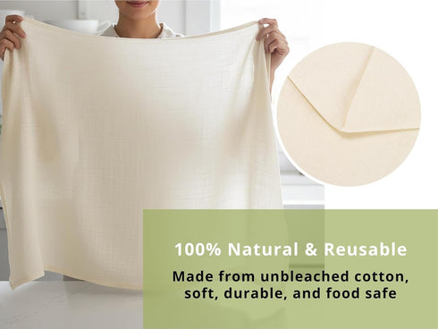 36x36 Inch Hemmed Set 2 PurpleEssences Cheese Cloths for Straining - Reusable Unbleached Cotton Cheesecloth with Edge