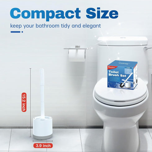 Vacplus Toilet Bowl Brush and Holder, Compact Toilet Brush for Bathroom with Holder, Quick-Dry Toilet Bowl Cleaner