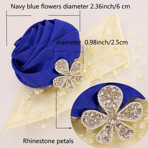 Arlai 1 Pcs Wedding Bridesmaid Bride Wrist Corsage Decoration, Dark Blue Hand Flower