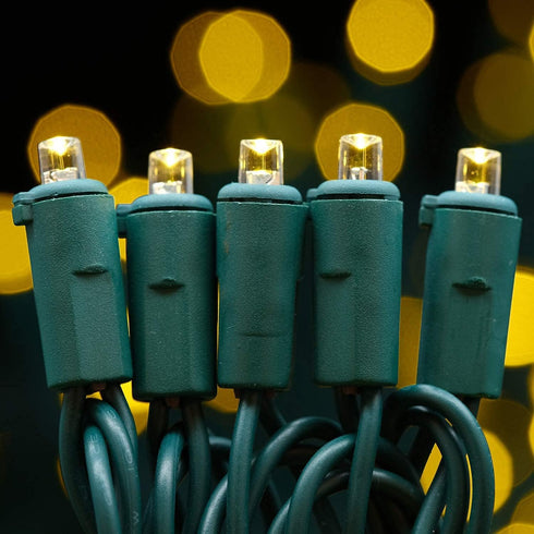 200 Count Warm White Wide Angle LED Christmas Lights, 66 ft Green Wire, UL Certified Holiday String Light Set