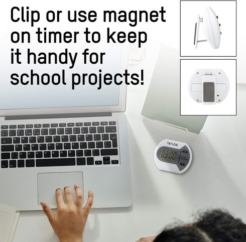 Taylor Digital Timer, Counts Up and Down for School, Learning, Projects, Kitchen Tasks