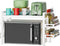 Adjustable Over the Microwave Shelf, 2 Tier Microwave Rack with Spice Organizer and Hooks for Kitchen, White
