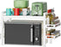 Adjustable Over the Microwave Shelf, 2 Tier Microwave Rack with Spice Organizer and Hooks for Kitchen, White