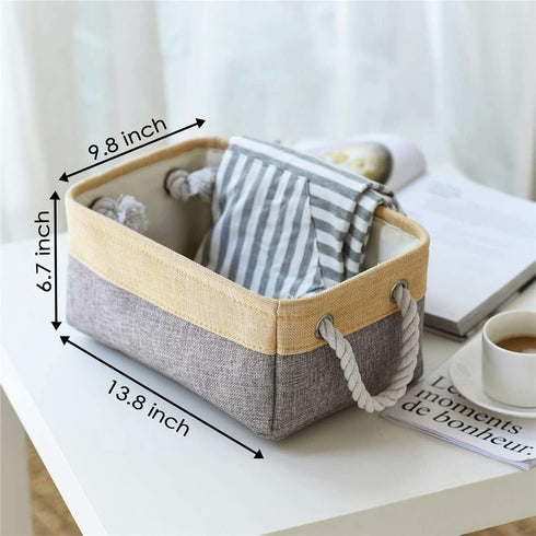 TheWarmHome Fabric Storage Bins for Organizing, Sturdy Foldable Storage Baskets with Handles, 3 Pack, Gold&Grey