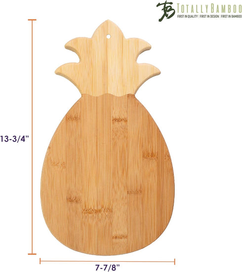 Totally Bamboo Pineapple Shaped Bamboo Wood Cutting Board and Charcuterie Board, 14-3/8" x 7-1/2"