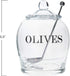 Creative Co-Op Clear Glass "OLIVE" Jar with Lid & Slotted Stainless Steel Spoon – Set of 3 Pieces