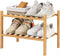 Furshus Small Shoe Rack, 2-Tier Bamboo Stackable Shoe Shelf Storage Organizer, Shoe Stand