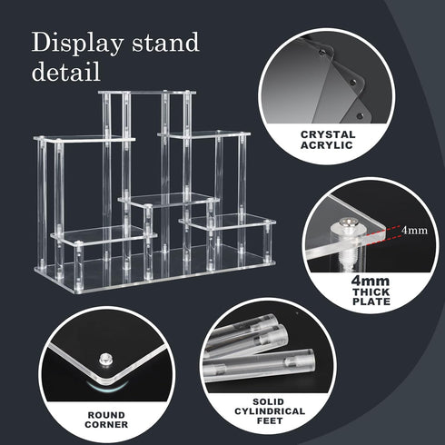 DuvinDD Acrylic Riser Display Stand, 6-Tier Display Riser for Funko POP Figures, Clear Perfume Organizer, Jewelry Risers