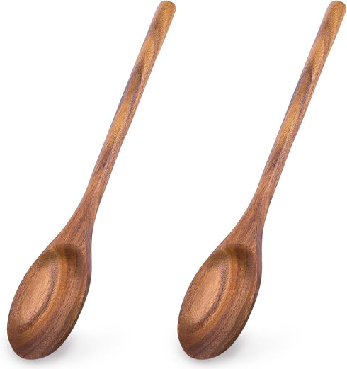 HANSGO 2PCS Wooden Cooking Spoons, Large Wooden Kitchen Utensils for Cooking, Serving, Mixing