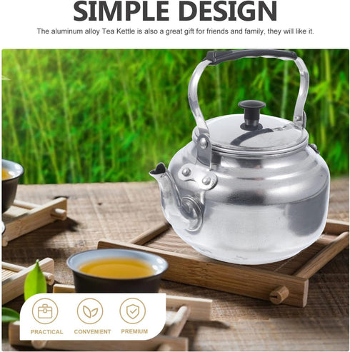 6.9 Inches Aluminum Alloy Stove Top Teakettle, Vintage Coffee Kettle for Boiling Water, Old Fashioned Kitchen Teapot