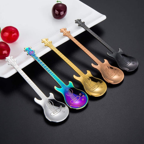 Guitar Spoon Set, Stainless Steel Coffee Spoon, Demitasse Espresso Spoons 5pcs