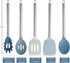 COOK WITH COLOR Silicone Cooking Utensils - 5 Pc Kitchen Utensil Set for Nonstick Cookware (Blue and White)