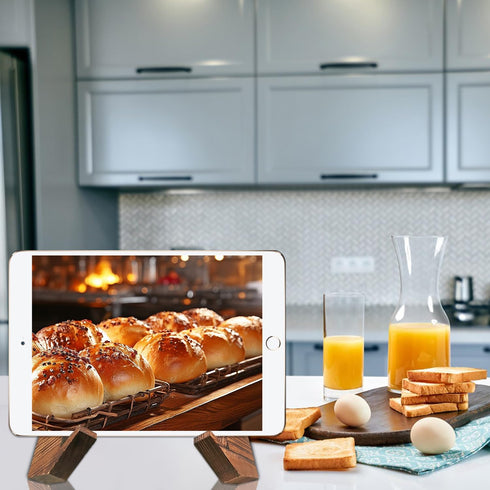 Cookbook Stand for Kitchen, Wooden Recipe Cook Book Holder, Multifunctional Display Stand for Picture Frame, Tablet, and Vinyl Records by MoMbod