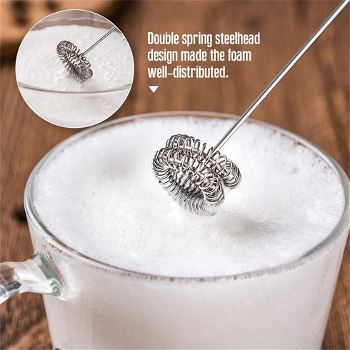 Milk Frother Handheld, Electric Foam Maker with Stainless Steel Whisk, Waterproof Detachable Drink Mixer Foamer, Battery Operated, Hand Drink Mixer Milk Frother for Coffee, Lattes, Cappuccino, Matcha by CNFZLIYUER