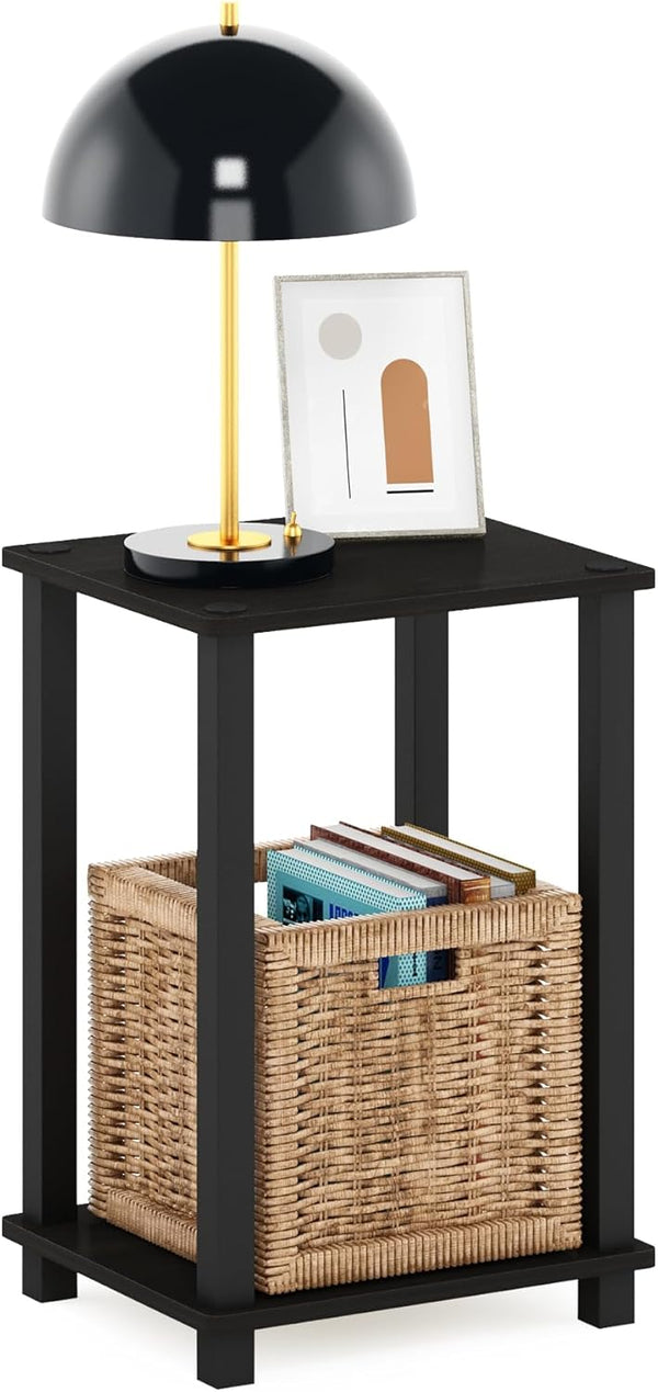 Furinno Simplistic Side Table, 2-Tier Small End Table with Open Shelf, Easy