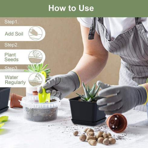 4 Packs Oliz Herb Garden Planter Indoor Kit Pots for Indoor/Outdoor Plants Windowsill Plant Pots with Drainage