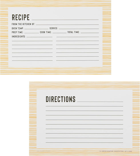 C.R. Gibson Bloom Double Sided Recipe Card Set, 4" W x 6" L, Yellow