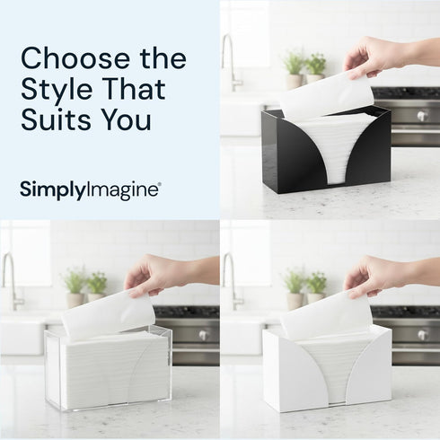 Countertop 10.75" 6.5" SimplyImagine Acrylic Paper Towel Dispenser - Open Tray Hand Towel Holder for Multifold, C-Fold