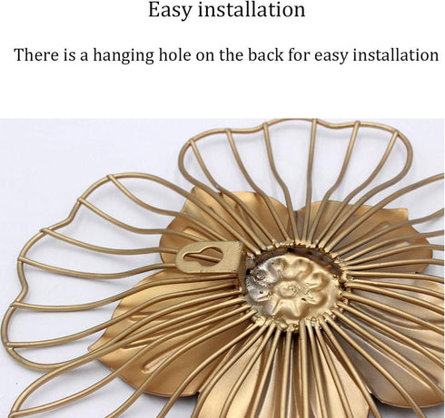Funerom Golden Floral Wall Decoration, Metal Flower Wall Decor 11x1.5x11 inches