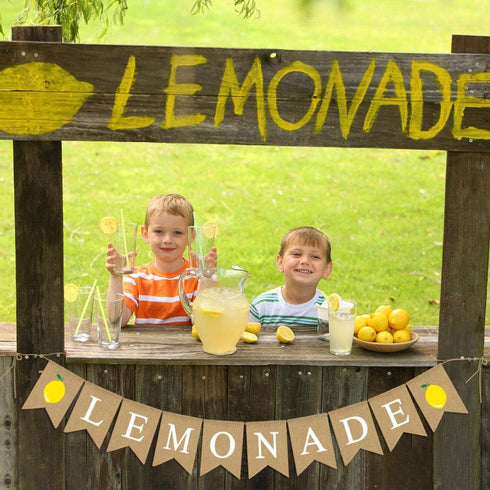 Jute Burlap Lemonade Banner - Rustic Summer Lemon Stand Party Decoration