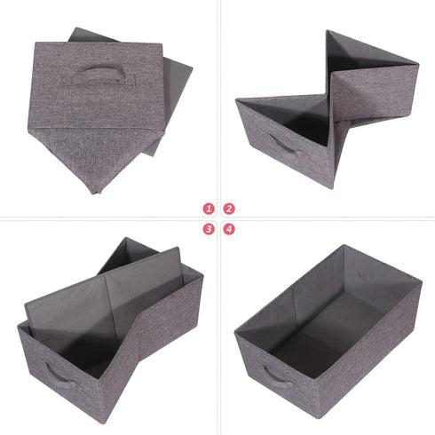 Set of 5 Gray Closet Organizer Bins with Handle, Fabric Foldable Storage Baskets for Home Office Clothes, Jumbo