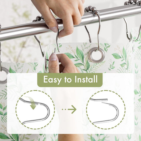 Amazer Shower Curtain Rings - Rust-Resistant Metal Shower Hooks for Bathroom Shower Rod, Set of 12, Chrome