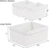 Vagusicc Set of 3 Wicker Storage Baskets, Hand-woven Decorative Rectangle Bins with Handles for Organizing, White