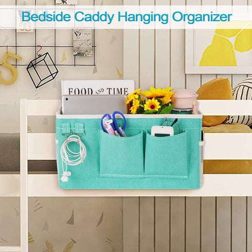 Loghot Bedside Caddy/Storage Bag Organizer for Bunk and Hospital Beds, Dorm Rooms, Holds Glasses, Books, Phones, Keys,