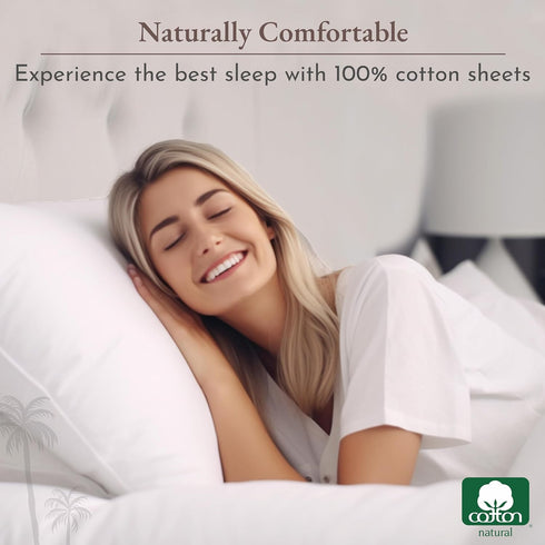 California Design Den Soft 100% Cotton King Size Bed Sheets Set with Deep Pockets, Cooling White Sheets with Sateen