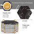 Cool Black Marble Coaster Set with Holder, Hexagon Absorbent Coasters, Modern Ceramic 6 Pack for Beverage Decor