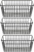 SANNO Set of 3 Freezer Baskets - Wire Storage Bins for Home, Office, Bathroom, Pantry Organization, Black