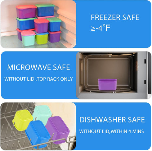 Set 8, 4pcs 3oz 4pcs 5oz Caperci Small Food Containers with Lids of & Leakproof Stackable Storage Containers