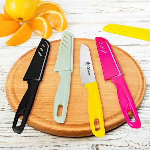 8 Pieces Paring Knife Set, 4PCS Peeling Knives and 4PCS Knife Sheath, German Steel Small Kitchen Knives