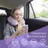 Travel Pillow Memory Foam for Airplanes - Neck Pillow for Traveling with Attachable Snap Strap (Gray Purple)